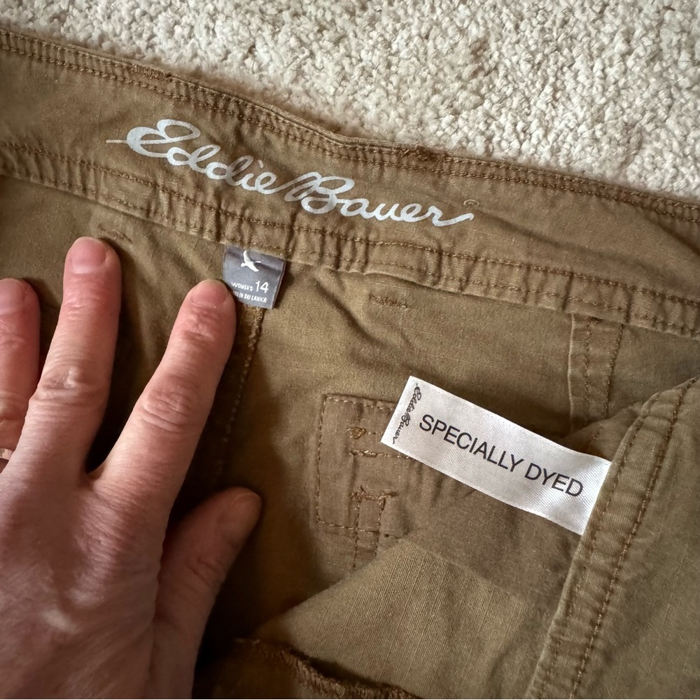 EDDIE BAUER ladies’ 14 cotton/spandex crops capris stretch ripstop bronze tan - Picture 5 of 6